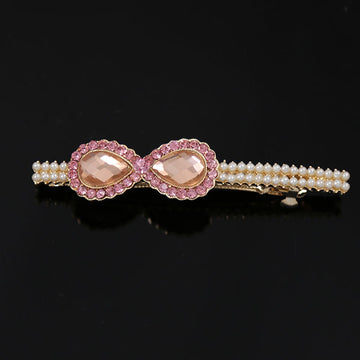 Rhinestone Bow and Pearl Hair Barrette